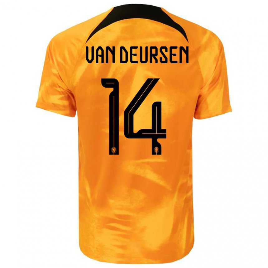 Enfant Maillot Pays-bas Eva Van Deursen #14 Orange Laser Tenues Domicile 22-24 T-shirt Belgique