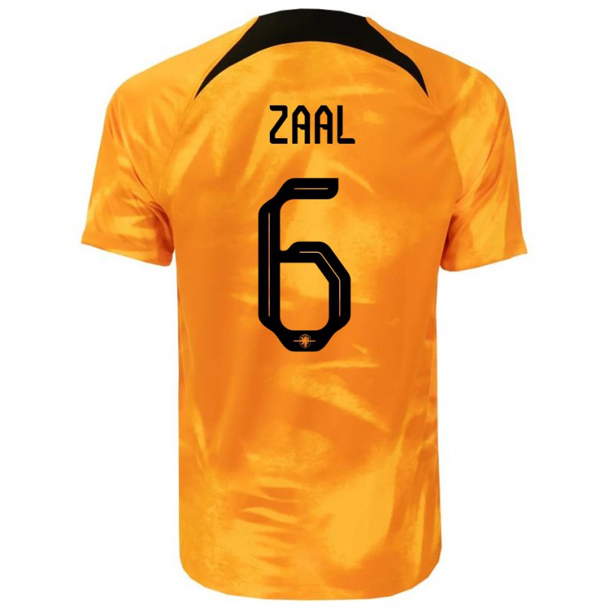 Enfant Maillot Pays-bas Timo Zaal #6 Orange Laser Tenues Domicile 22-24 T-shirt Belgique