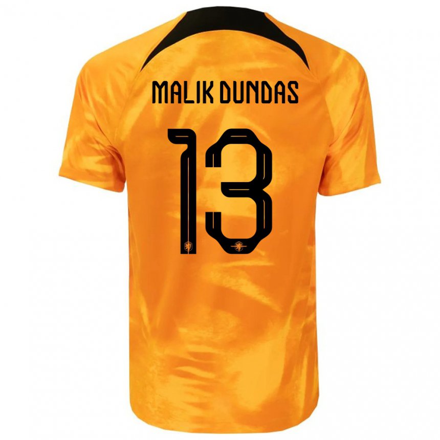 Kinder Niederländische Noa Malik Dundas #13 Laser-orange Heimtrikot Trikot 22-24 T-shirt Belgien