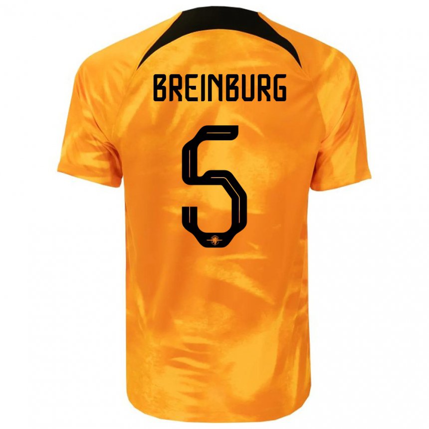 Enfant Maillot Pays-bas Rainey Breinburg #5 Orange Laser Tenues Domicile 22-24 T-shirt Belgique