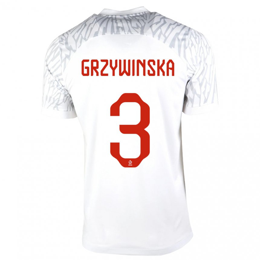 Enfant Maillot Pologne Gabriela Grzywinska #3 Blanc Tenues Domicile 22-24 T-shirt Belgique