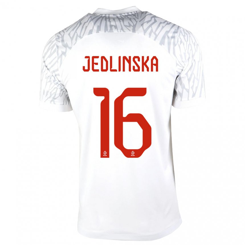 Enfant Maillot Pologne Klaudia Jedlinska #16 Blanc Tenues Domicile 22-24 T-shirt Belgique