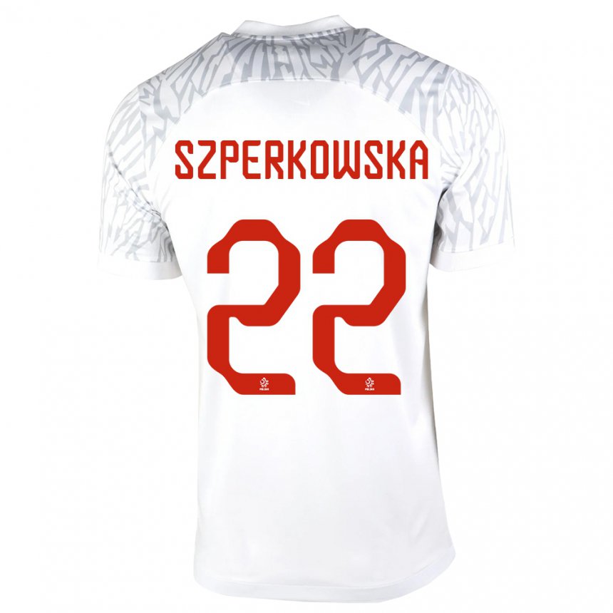 Enfant Maillot Pologne Oliwia Szperkowska #22 Blanc Tenues Domicile 22-24 T-shirt Belgique