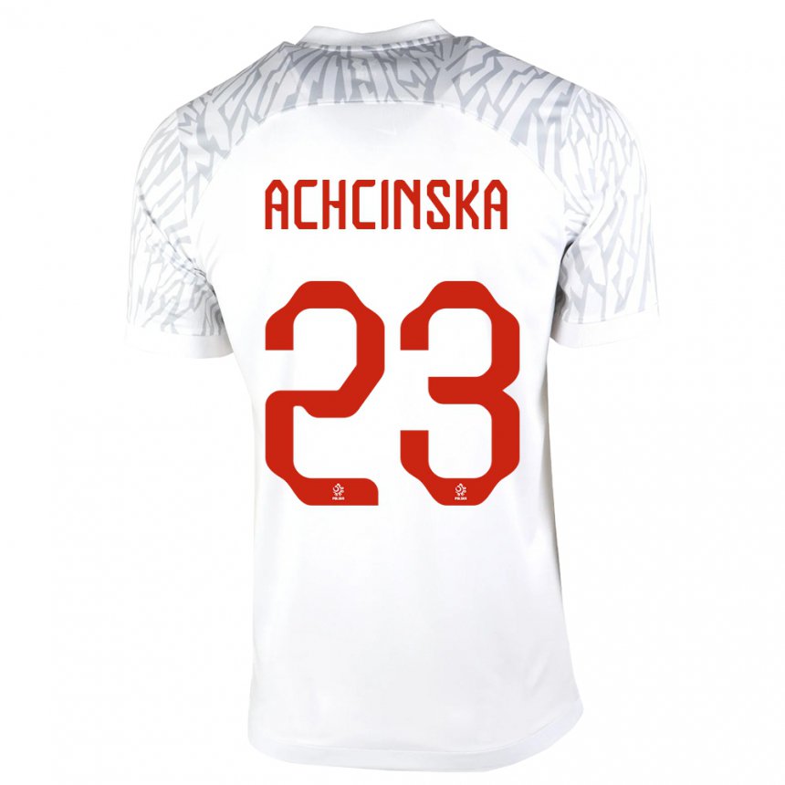 Kinder Polnische Adriana Achcinska #23 Weiß Heimtrikot Trikot 22-24 T-shirt Belgien