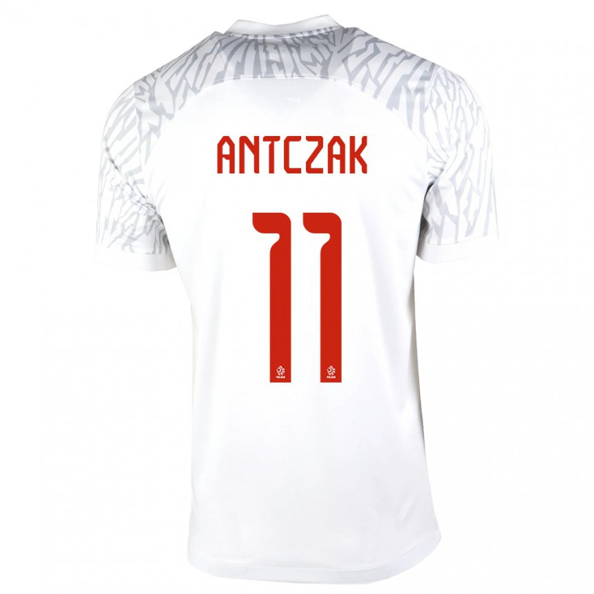 Enfant Maillot Pologne Jakub Antczak #11 Blanc Tenues Domicile 22-24 T-shirt Belgique