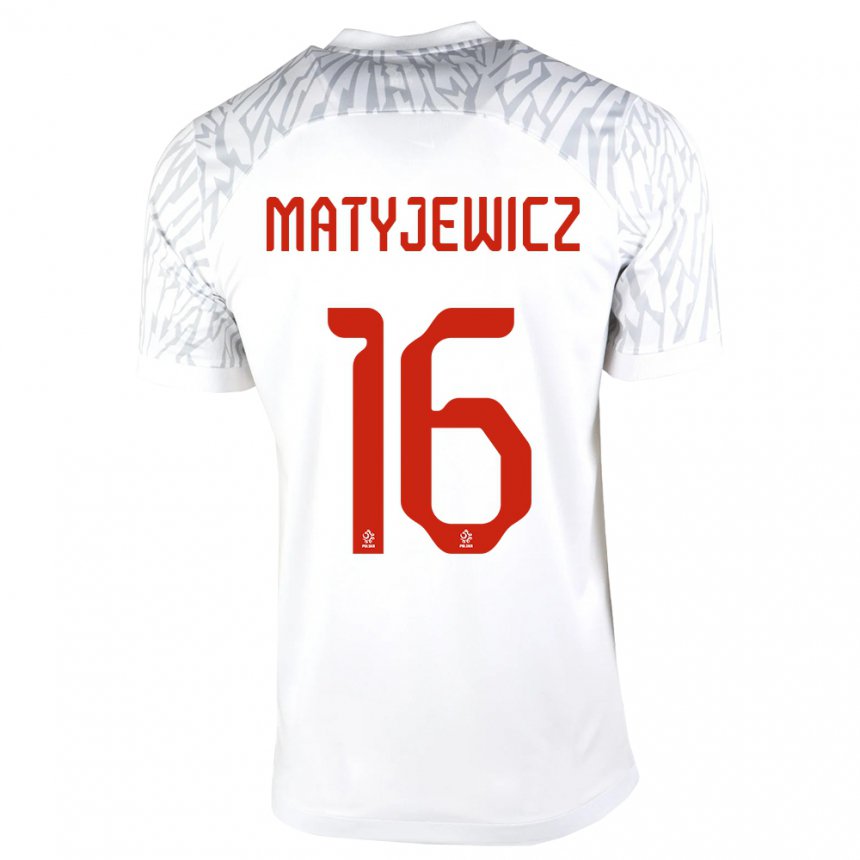 Kinder Polnische Wiktor Matyjewicz #16 Weiß Heimtrikot Trikot 22-24 T-shirt Belgien