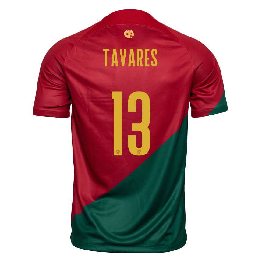 Kinder Portugiesische Nuno Tavares #13 Rot Grün Heimtrikot Trikot 22-24 T-shirt Belgien