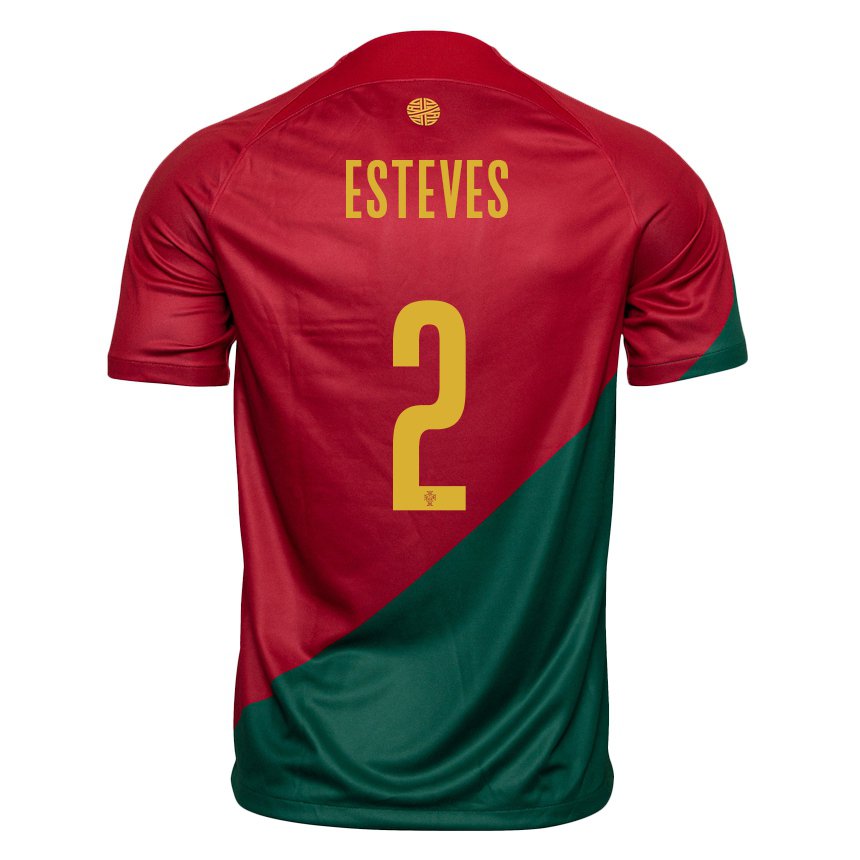Kinder Portugiesische Goncalo Esteves #2 Rot Grün Heimtrikot Trikot 22-24 T-shirt Belgien