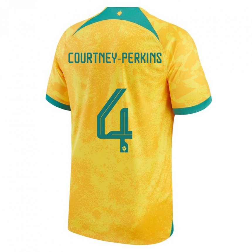 Kinderen Australisch Jordan Courtney Perkins #4 Gouden Thuisshirt Thuistenue 22-24 T-shirt België