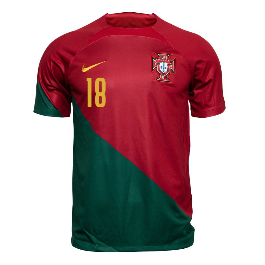 Kinder Portugiesische Andre Gomes #18 Rot Grün Heimtrikot Trikot 22-24 T-shirt Belgien