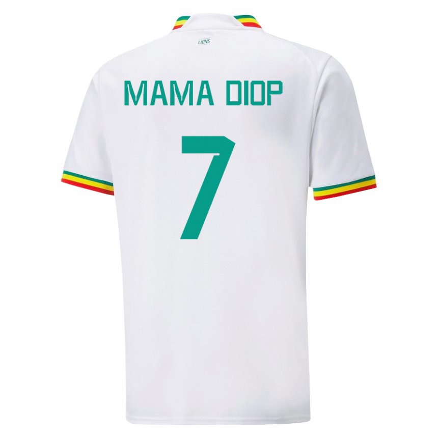 Enfant Maillot Sénégal Mama Diop #7 Blanc Tenues Domicile 22-24 T-shirt Belgique