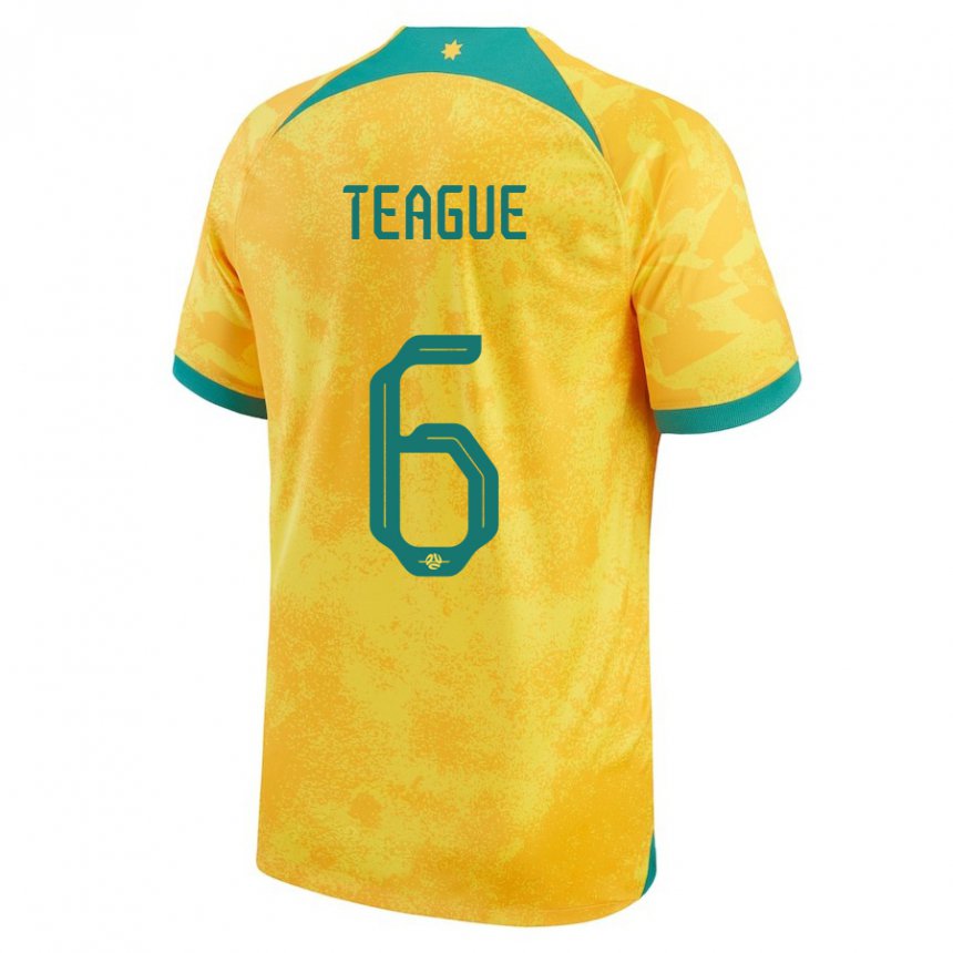 Kinderen Australisch Ryan Teague #6 Gouden Thuisshirt Thuistenue 22-24 T-shirt België