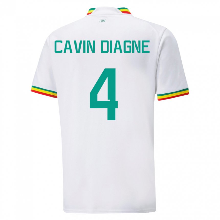 Enfant Maillot Sénégal Cavin Diagne #4 Blanc Tenues Domicile 22-24 T-shirt Belgique