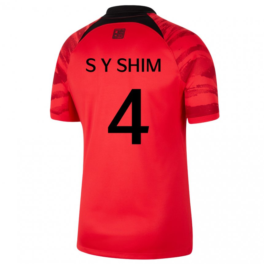 Kinder Südkoreanische Shim Seo Yeon #4 Rot Schwarz Heimtrikot Trikot 22-24 T-shirt Belgien