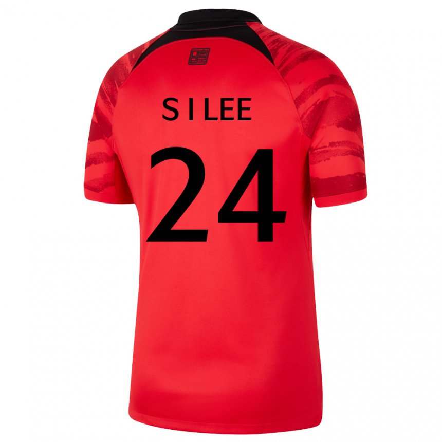 Enfant Maillot Corée Du Sud Lee Soo In #24 Rouge Noir Tenues Domicile 22-24 T-shirt Belgique