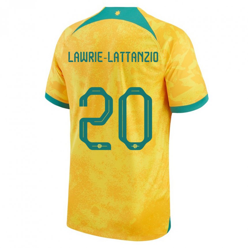 Enfant Maillot Australie Luis Lawrie Lattanzio #20 Doré Tenues Domicile 22-24 T-shirt Belgique