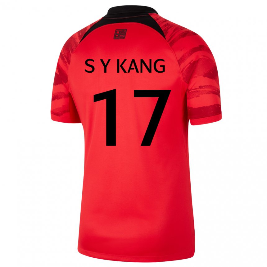 Kinder Südkoreanische Kang Sang Yun #17 Rot Schwarz Heimtrikot Trikot 22-24 T-shirt Belgien