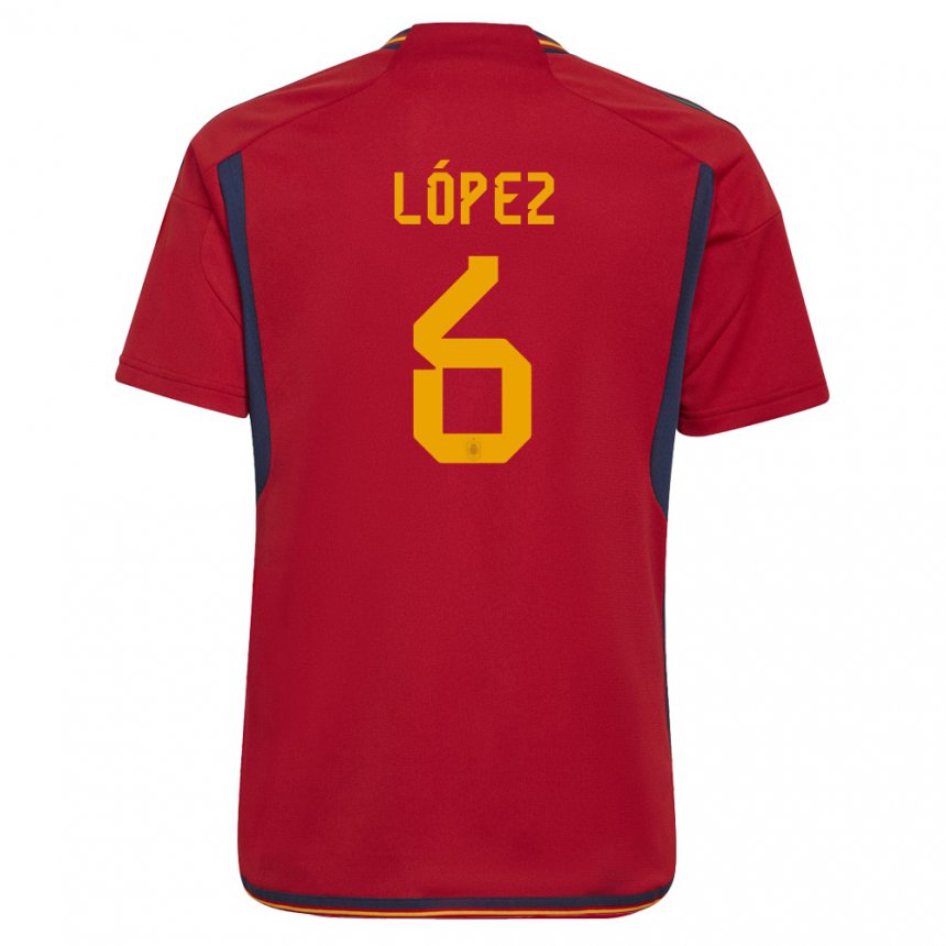 Kinder Spanische Maitane Lopez #6 Rot Heimtrikot Trikot 22-24 T-shirt Belgien