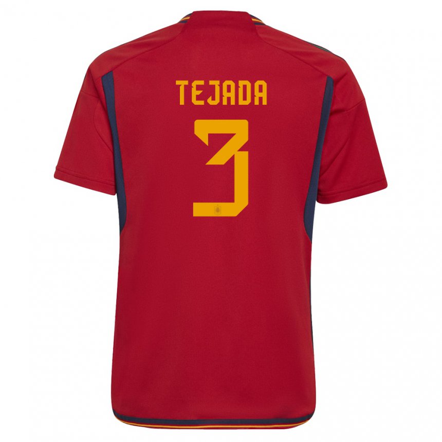 Enfant Maillot Espagne Ana Tejada #3 Rouge Tenues Domicile 22-24 T-shirt Belgique