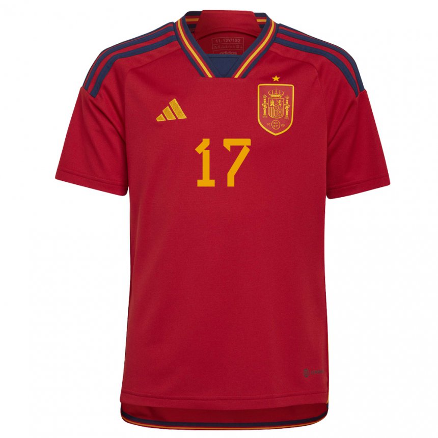 Kinder Spanische Angel Ortiz #17 Rot Heimtrikot Trikot 22-24 T-shirt Belgien