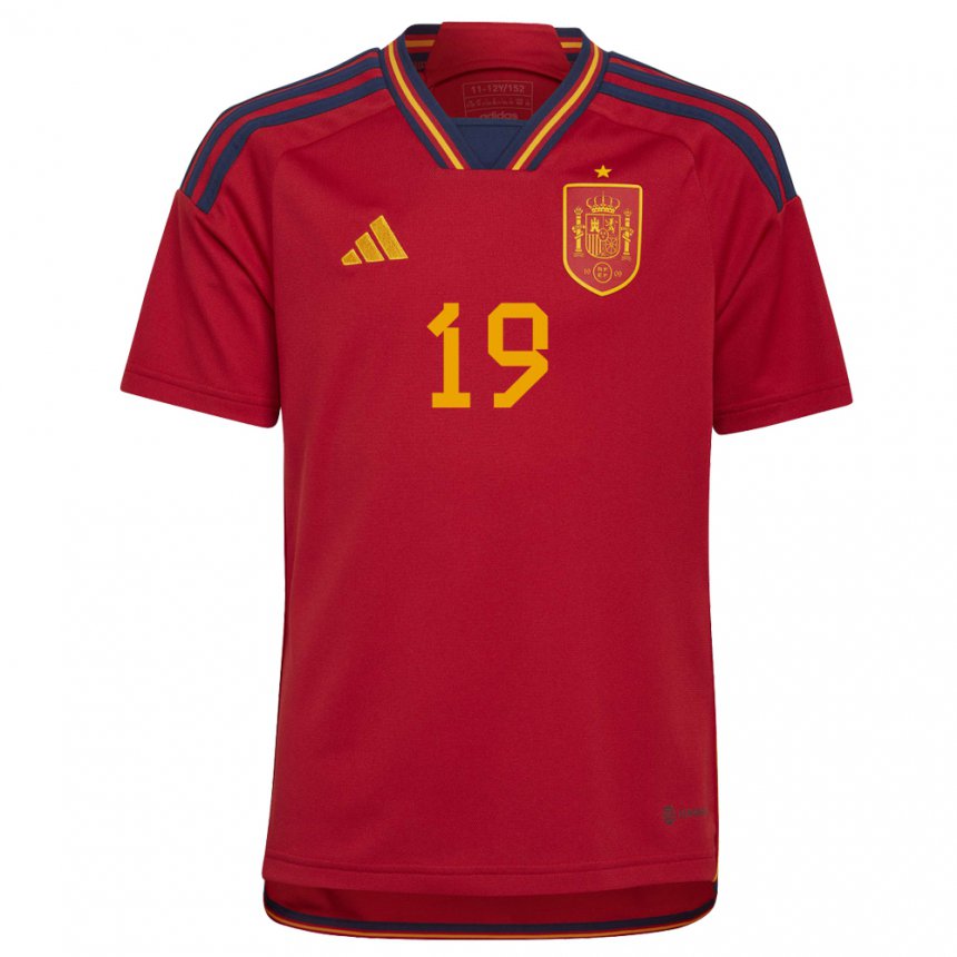 Kinder Spanische Iker Bravo #19 Rot Heimtrikot Trikot 22-24 T-shirt Belgien