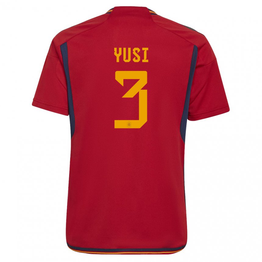 Kinder Spanische Yusi #3 Rot Heimtrikot Trikot 22-24 T-shirt Belgien