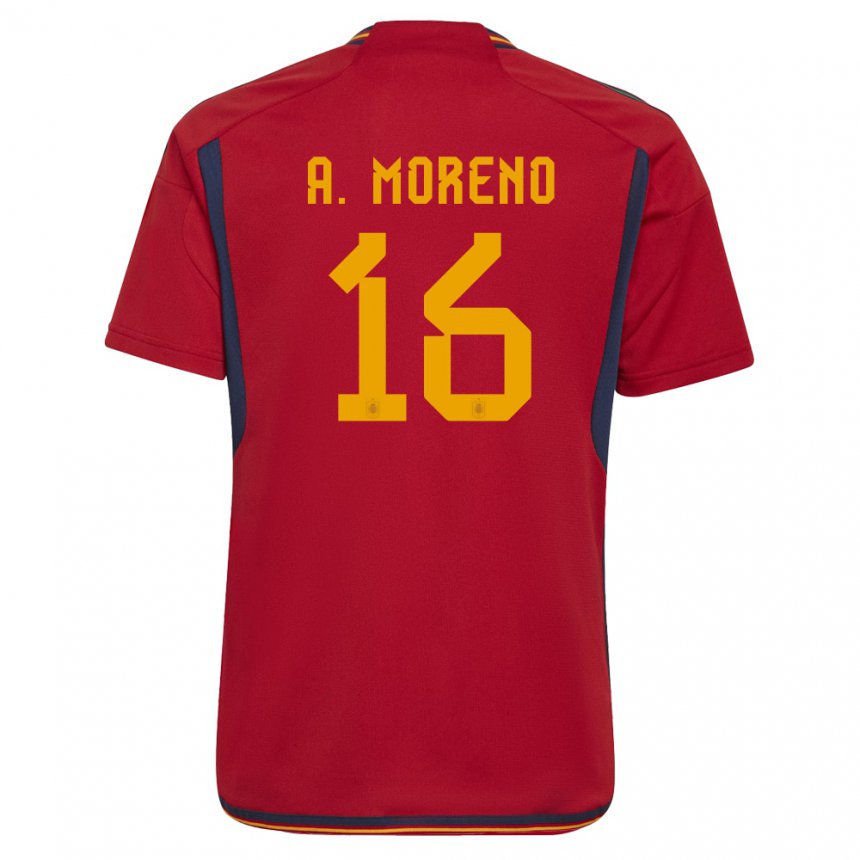 Enfant Maillot Espagne Antonio David Moreno #16 Rouge Tenues Domicile 22-24 T-shirt Belgique