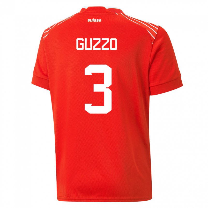 Kinder Schweizer Ramon Guzzo #3 Rot Heimtrikot Trikot 22-24 T-shirt Belgien