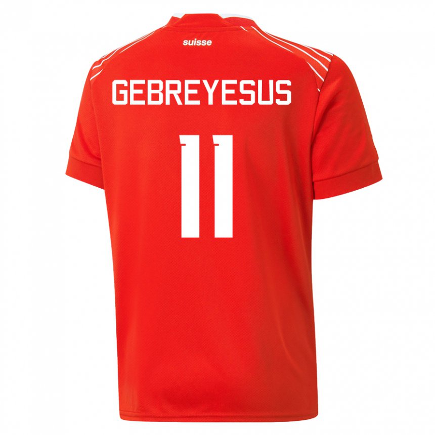 Kinder Schweizer Esey Gebreyesus #11 Rot Heimtrikot Trikot 22-24 T-shirt Belgien