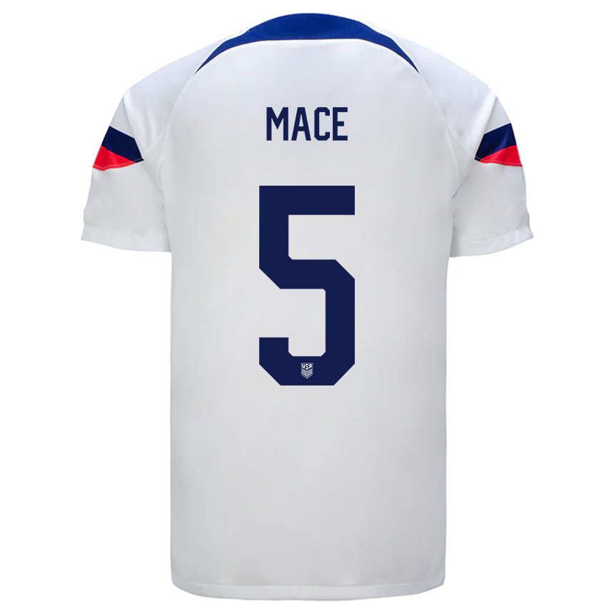 Kinder Us-amerikanische Hailie Mace #5 Weiß Heimtrikot Trikot 22-24 T-shirt Belgien