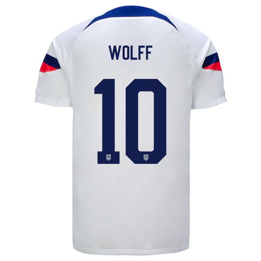 Kinder Us-amerikanische Owen Wolff #10 Weiß Heimtrikot Trikot 22-24 T-shirt Belgien
