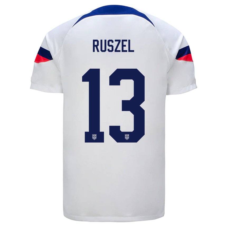 Kinder Us-amerikanische Marcel Ruszel #13 Weiß Heimtrikot Trikot 22-24 T-shirt Belgien