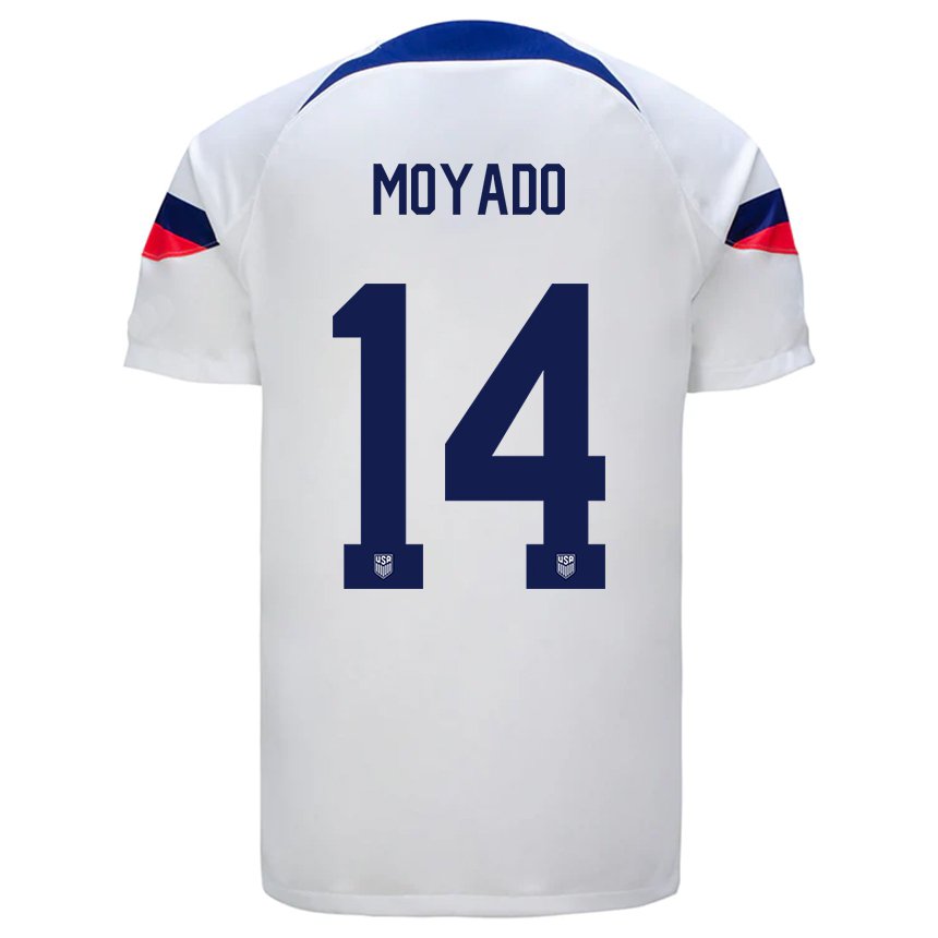 Kinder Us-amerikanische Bryan Moyado #14 Weiß Heimtrikot Trikot 22-24 T-shirt Belgien