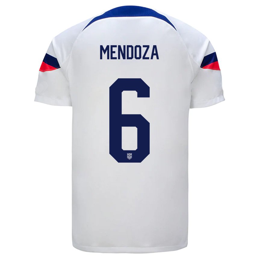 Kinder Us-amerikanische Edwyn Mendoza #6 Weiß Heimtrikot Trikot 22-24 T-shirt Belgien