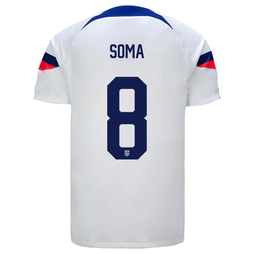 Kinder Us-amerikanische Pedro Soma #8 Weiß Heimtrikot Trikot 22-24 T-shirt Belgien