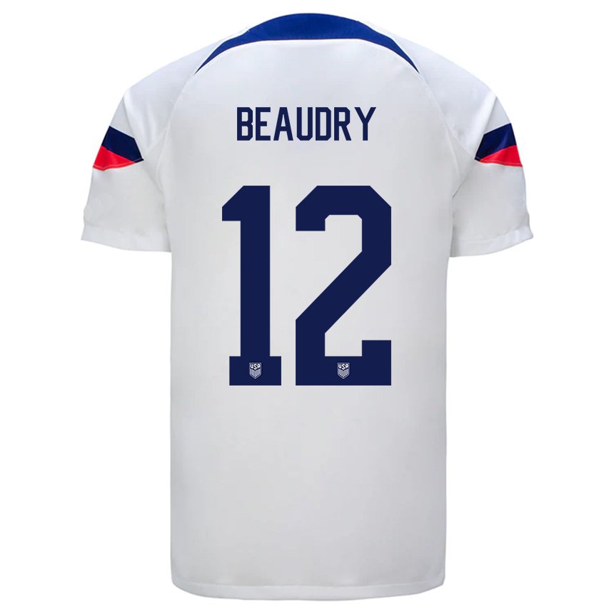 Enfant Maillot États-unis Adam Beaudry #12 Blanc Tenues Domicile 22-24 T-shirt Belgique