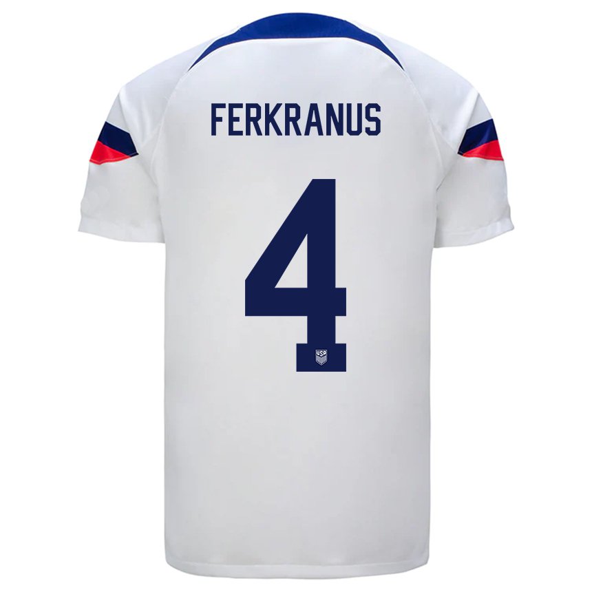 Kinder Us-amerikanische Marcus Ferkranus #4 Weiß Heimtrikot Trikot 22-24 T-shirt Belgien
