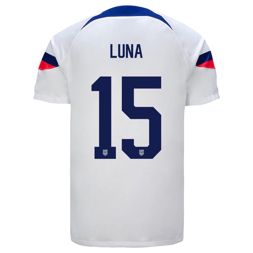 Kinder Us-amerikanische Diego Luna #15 Weiß Heimtrikot Trikot 22-24 T-shirt Belgien