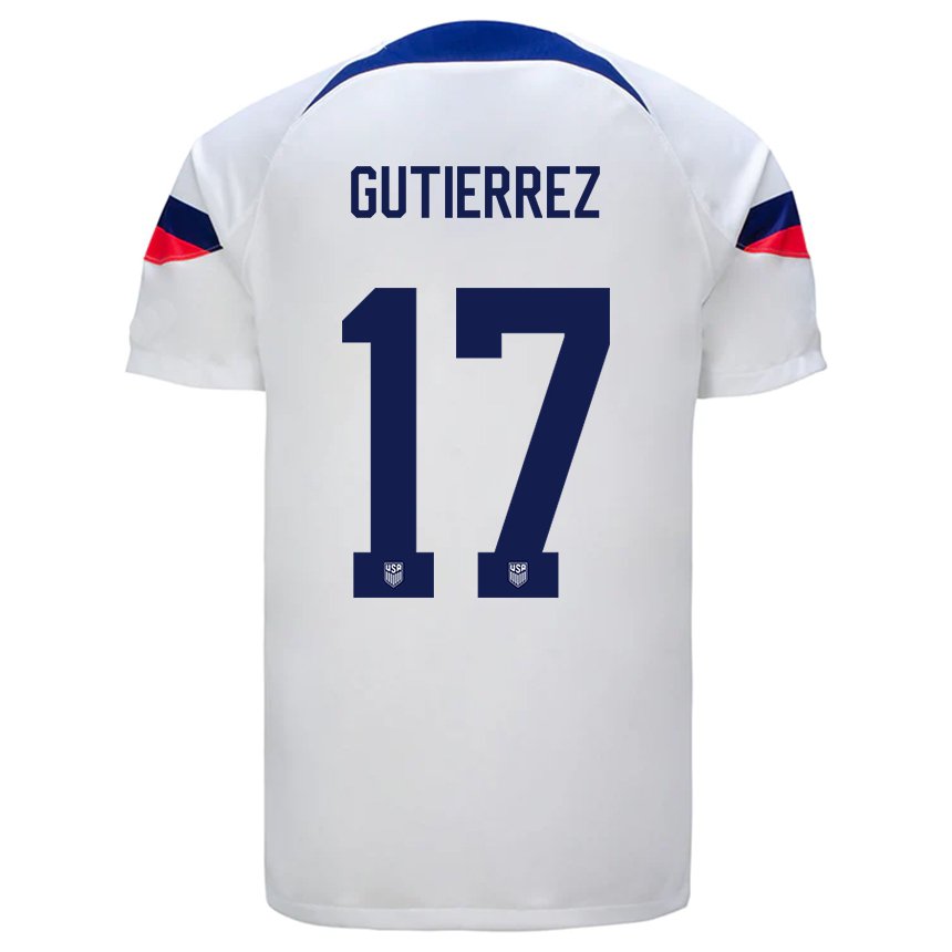 Kinder Us-amerikanische Brian Gutierrez #17 Weiß Heimtrikot Trikot 22-24 T-shirt Belgien