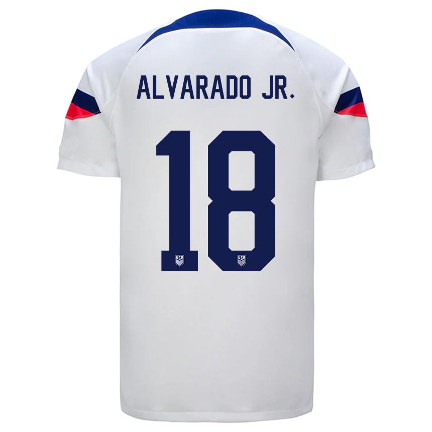 Kinder Us-amerikanische Alejandro Alvarado Jr #18 Weiß Heimtrikot Trikot 22-24 T-shirt Belgien
