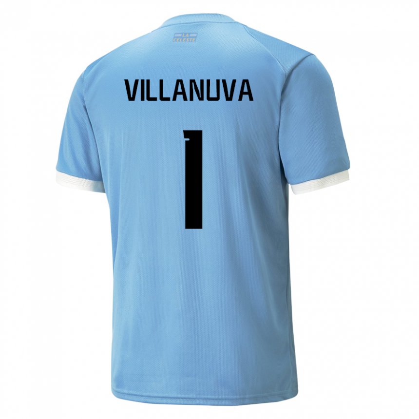 Enfant Maillot Uruguay Josefina Villanuva #1 Bleu Tenues Domicile 22-24 T-shirt Belgique