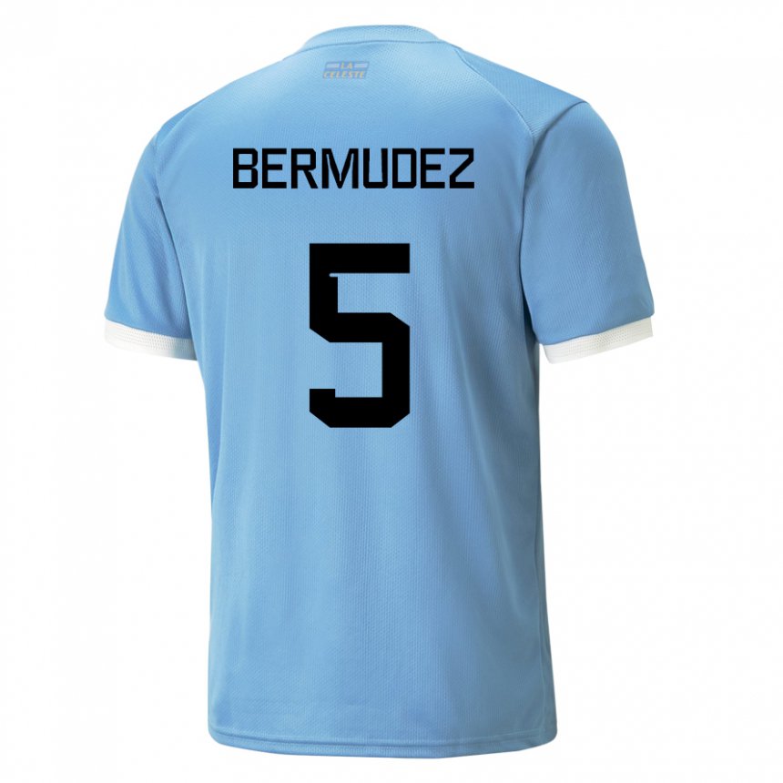 Enfant Maillot Uruguay Karol Bermudez #5 Bleu Tenues Domicile 22-24 T-shirt Belgique