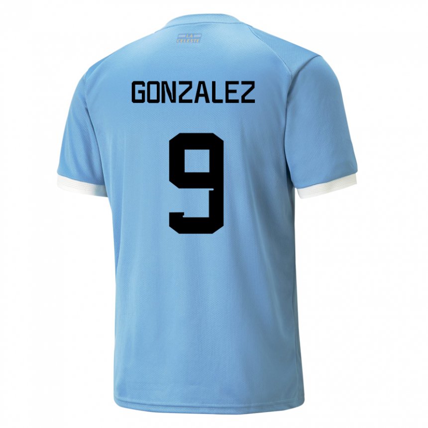 Kinderen Uruguayaans Pamela Gonzalez #9 Blauw Thuisshirt Thuistenue 22-24 T-shirt België