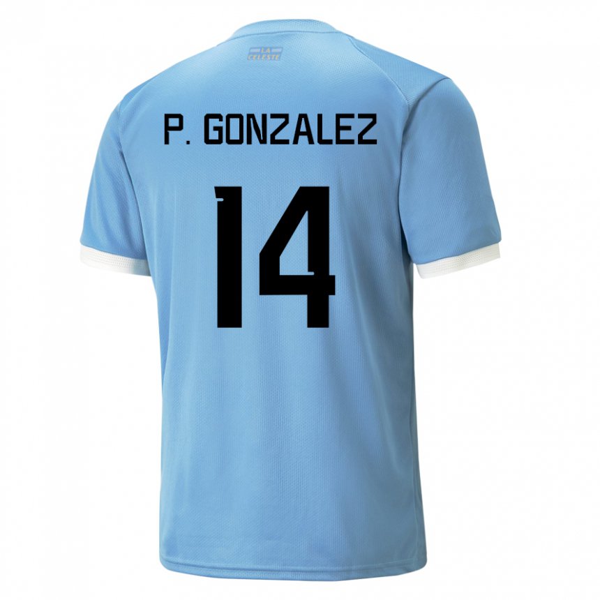 Kinder Uruguayische Pilar Gonzalez #14 Blau Heimtrikot Trikot 22-24 T-shirt Belgien