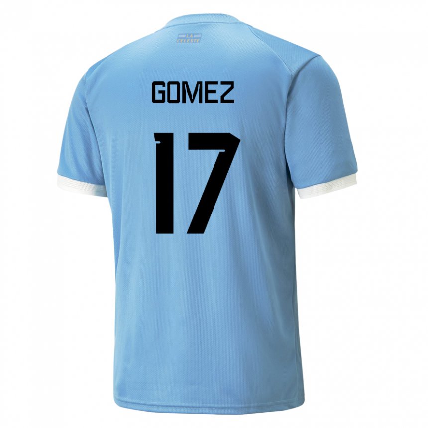 Enfant Maillot Uruguay Cecilia Gomez #17 Bleu Tenues Domicile 22-24 T-shirt Belgique