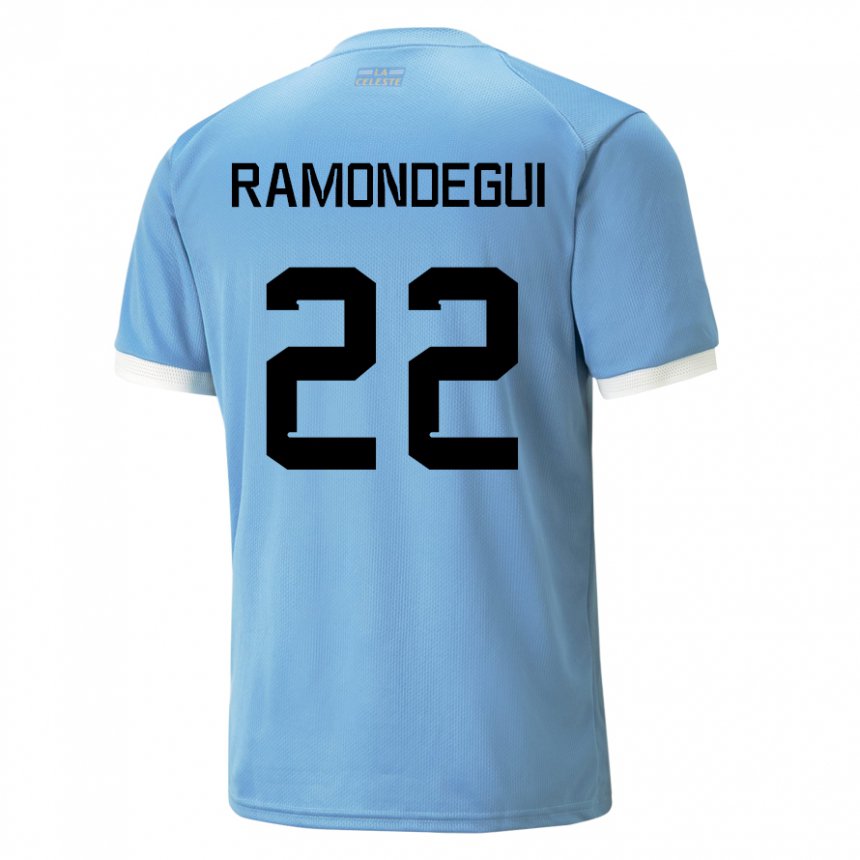 Kinder Uruguayische Sofia Ramondegui #22 Blau Heimtrikot Trikot 22-24 T-shirt Belgien