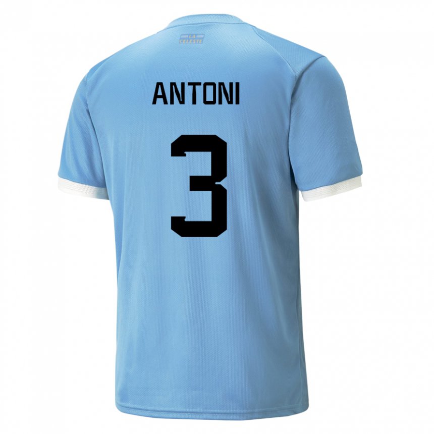 Kinder Uruguayische Mateo Antoni #3 Blau Heimtrikot Trikot 22-24 T-shirt Belgien
