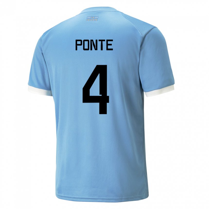 Kinder Uruguayische Mateo Ponte #4 Blau Heimtrikot Trikot 22-24 T-shirt Belgien