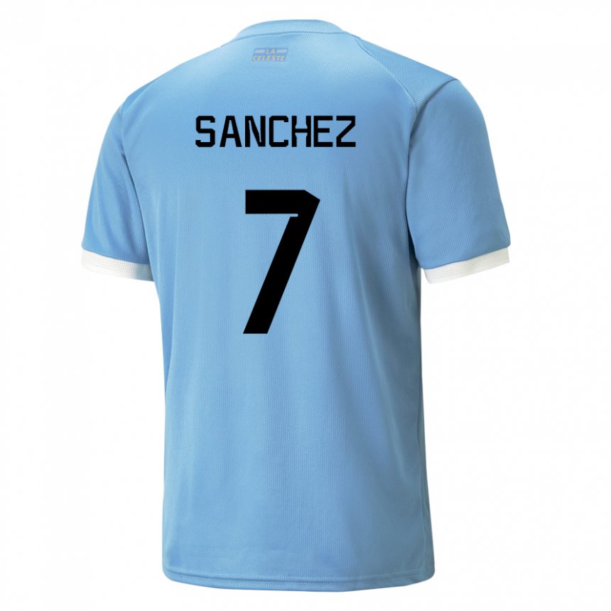 Kinderen Uruguayaans Renzo Sanchez #7 Blauw Thuisshirt Thuistenue 22-24 T-shirt België