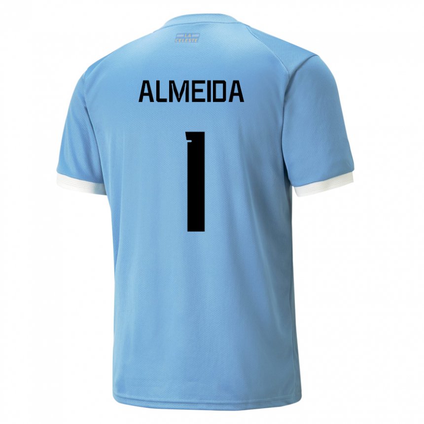 Kinderen Uruguayaans Martin Almeida #1 Blauw Thuisshirt Thuistenue 22-24 T-shirt België